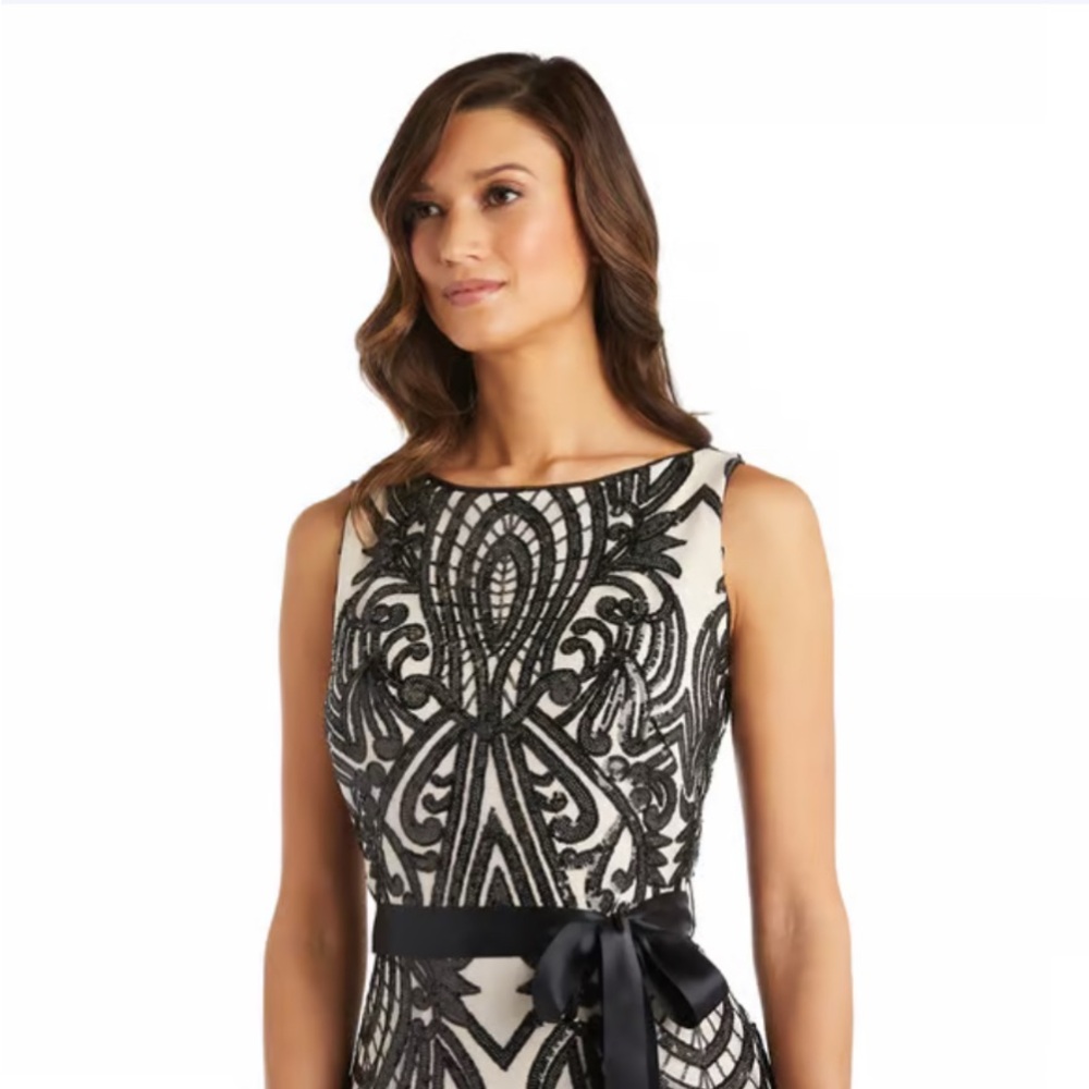 R&M Richards Black and Cream Maxi Dress